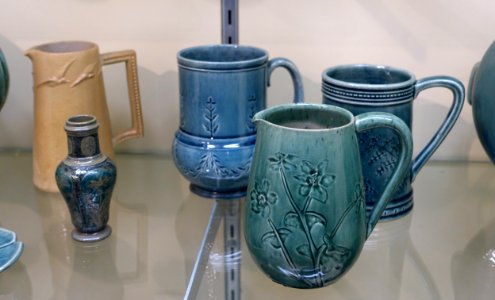 Incised decoration under glaze, Chelsea Keramic Art Works, c. 1875, ceramic - Dedham Historical Society - Dedham Massachusetts - DSC04254