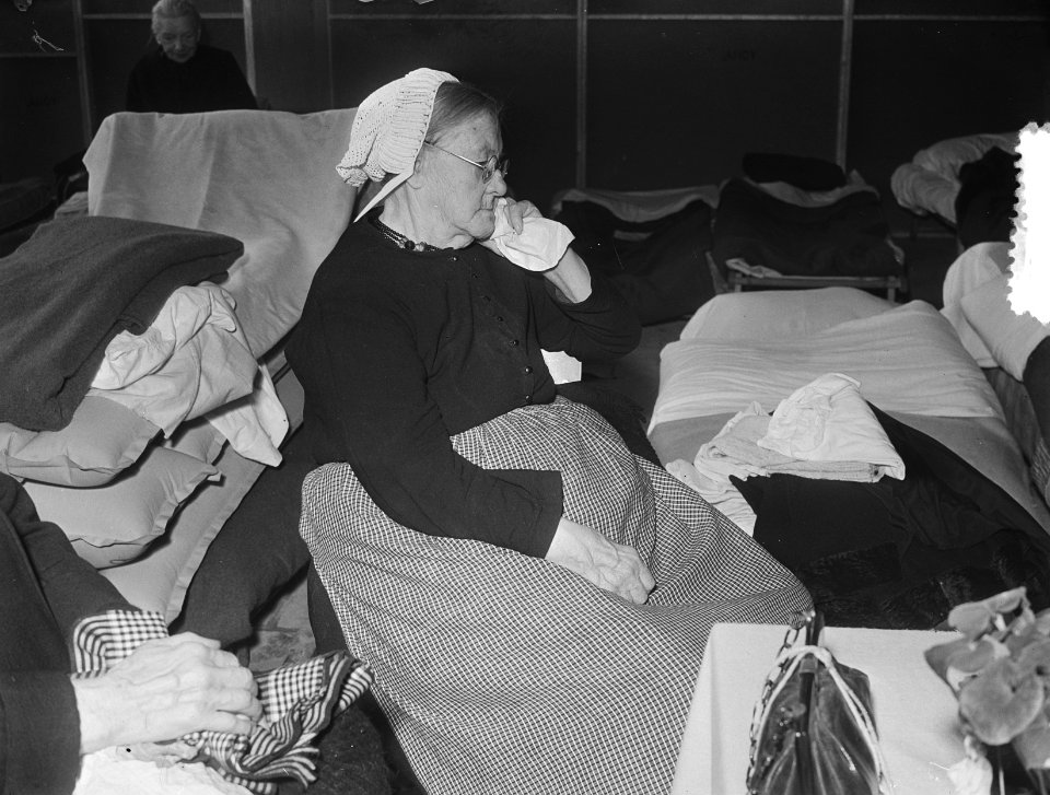 In Rotterdam in de Ahoy-hal arriveren de evacués bij honderden. Van Goeree kwame, Bestanddeelnr 905-5241