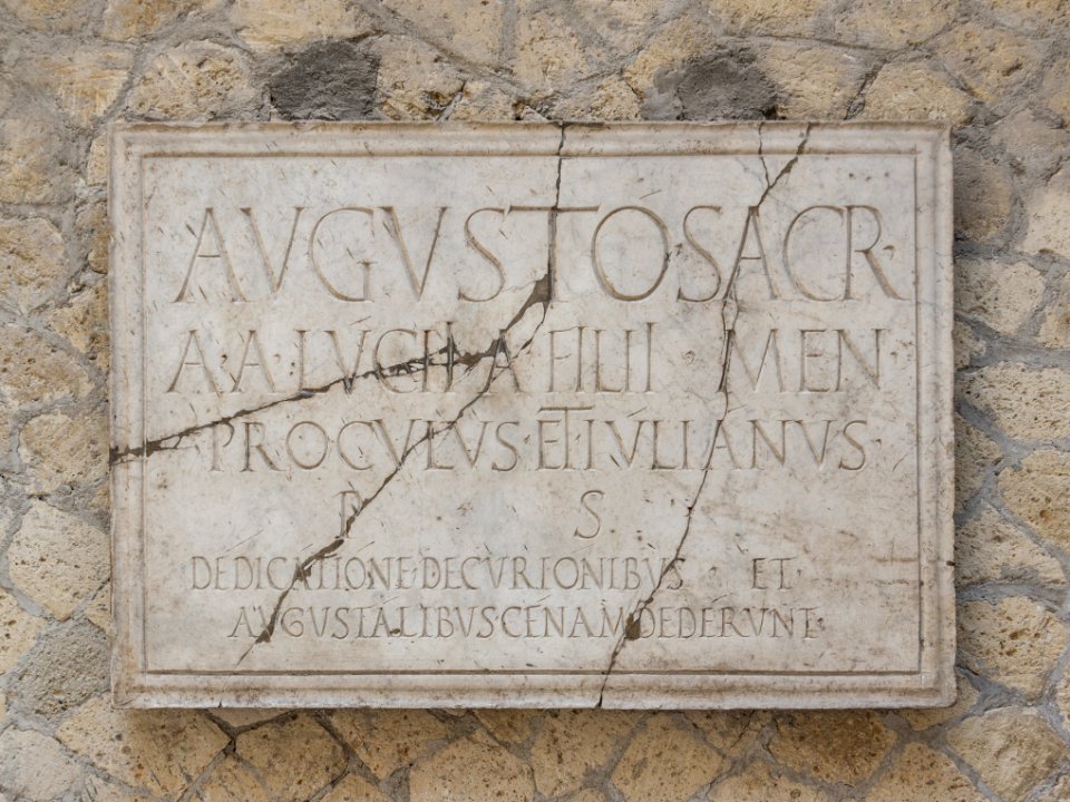 Inauguration plaque Hall of Augustals Herculaneum