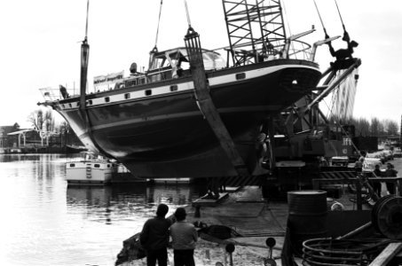 In verband met komende Hiswa tentoonstelling in RAI wordt groot schip uit water , Bestanddeelnr 929-6069