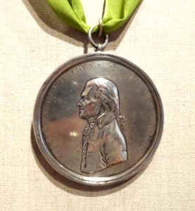 Indian peace medal with Thomas Jefferson, by John Reich, United States Mint, Philadelphia, c. 1801, silver, view 2 - De Young Museum - DSC00985