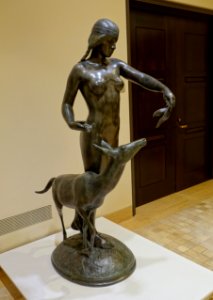 Indian Maiden and Fawn, by Alexander Phimister Proctor, modeled 1921-1926, cast 1926, bronze - Jordan Schnitzer Museum of Art, University of Oregon - Eugene, Oregon - DSC09562