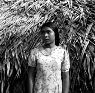 Indiaas meisje in een dorp in het binnenland van Suriname, Bestanddeelnr 252-5622