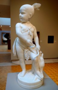 Indian Hunter Boy by Randolph Rogers, 1866-1867, marble, view 1 - Chazen Museum of Art - DSC02171
