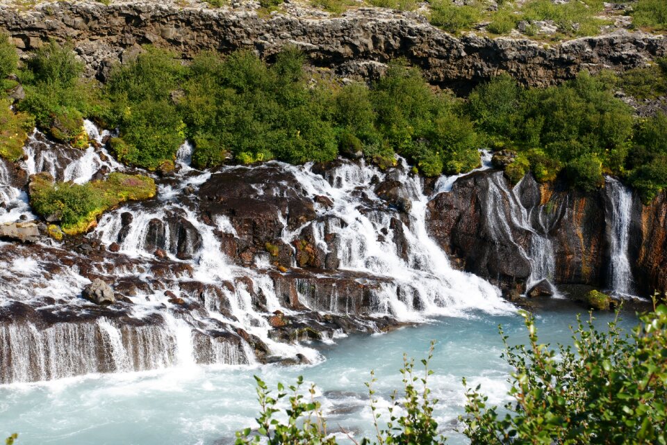 Landscape hallmundarhraun hvítá river photo