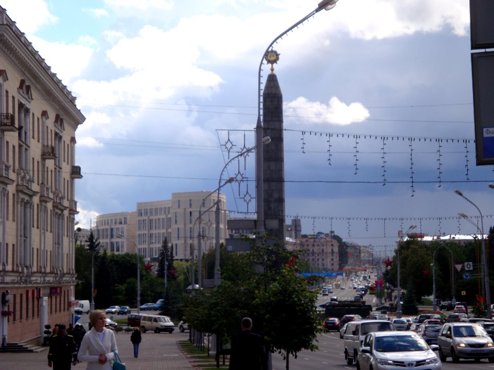 Independence Avenue crossing Victory square in Minsk - 2 - 2014 AD