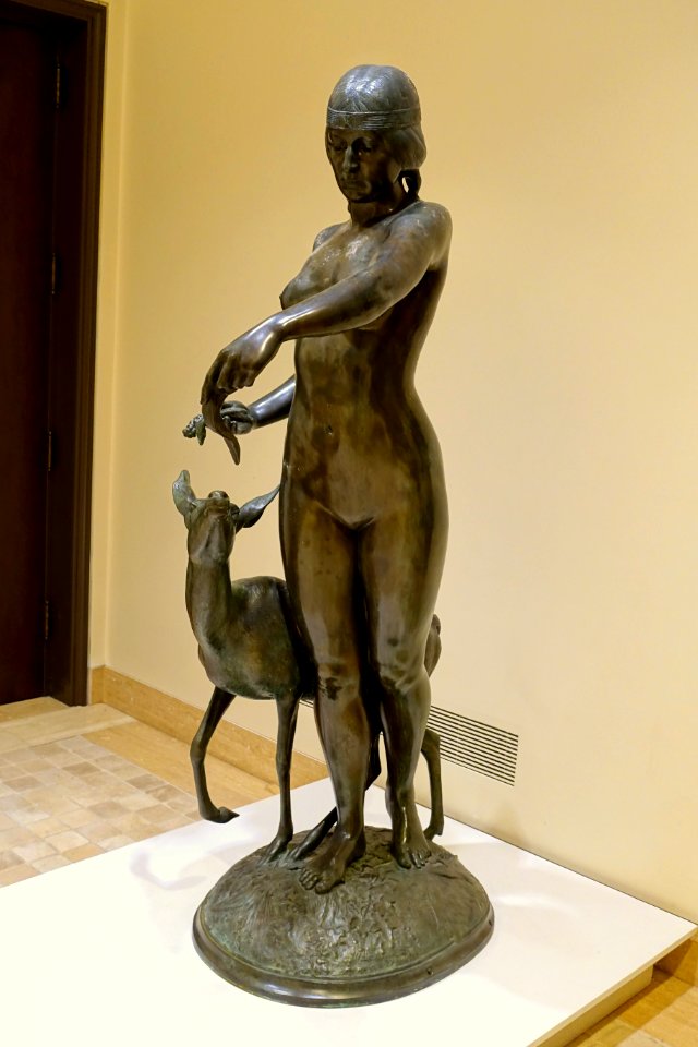 Indian Maiden and Fawn, by Alexander Phimister Proctor, modeled 1921-1926, cast 1926, bronze - Jordan Schnitzer Museum of Art, University of Oregon - Eugene, Oregon - DSC09566