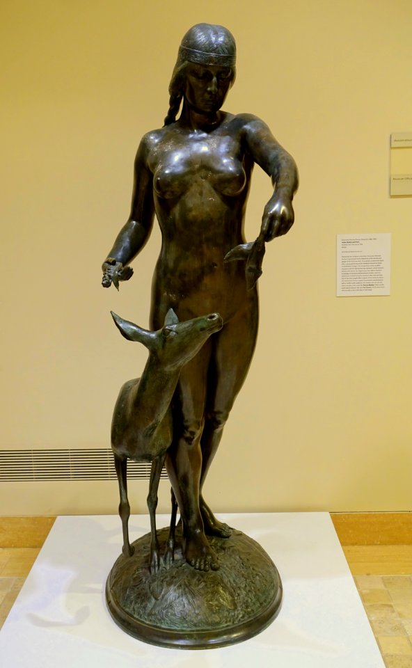 Indian Maiden and Fawn, by Alexander Phimister Proctor, modeled 1921-1926, cast 1926, bronze - Jordan Schnitzer Museum of Art, University of Oregon - Eugene, Oregon - DSC09560