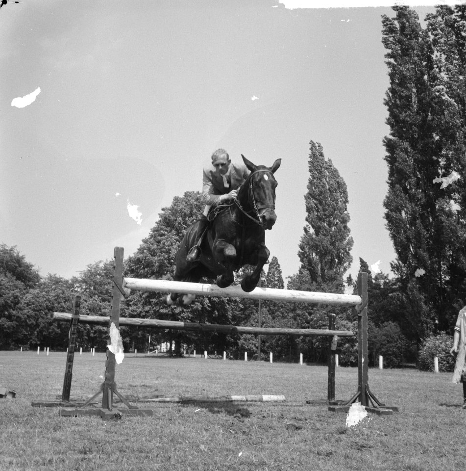 Internationaal Concours Hippique te Enschede, J. G. M. Maathuis op Troongraaf, Bestanddeelnr 917-9019