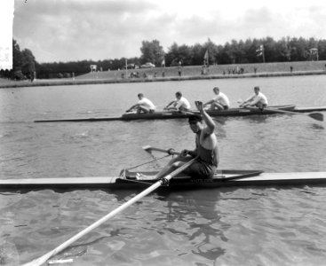 Internationale roeiwedstrijd Bosbaan, hoofdnummer skif-junioren, winnaar Jan Wie, Bestanddeelnr 917-9072