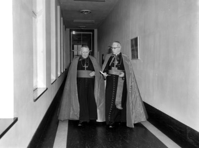 Internationaal congres Pax Christi in Den Bosch geopend kardinaal Feltin (links), Bestanddeelnr 916-8542