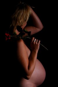 Woman pregnancy rose photo