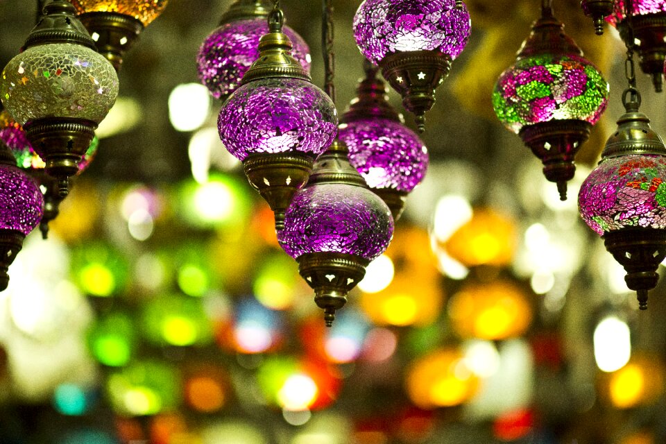 Lamp purple yellow