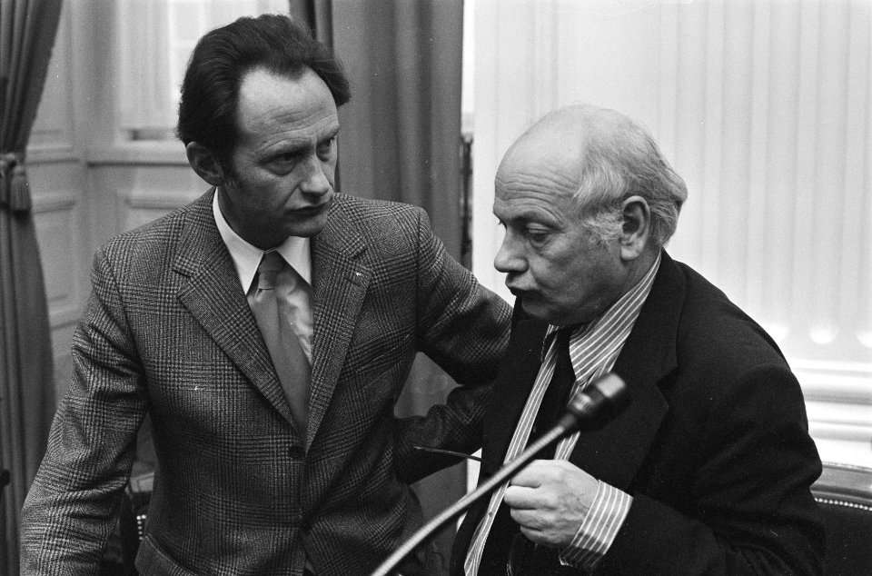 Interpellatie Hans Wiegel over werkloosheid in Tweede Kamer , Den Uyl (r) en Boe, Bestanddeelnr 927-7236