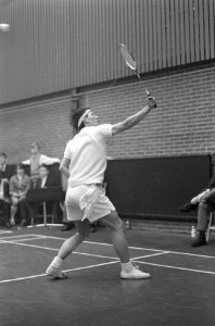 Internationale Badmintonkampioenschappen te Haarlem Oon Chong Hau in aktie, winn, Bestanddeelnr 922-0950