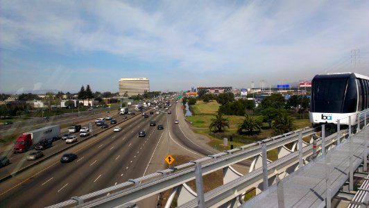 Interstate 880 and BART cable car