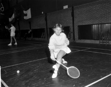 Internationale badmintonkampioenschappen te Haarlem, Agnes Geene in actie, Bestanddeelnr 917-4269