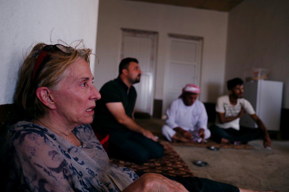 Interviewing Ezidi truck drivers waiting for work at a house near Hardan village in Sinjar region 15