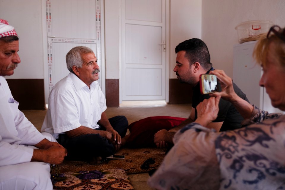 Interviewing Ezidi truck drivers waiting for work at a house near Hardan village in Sinjar region 19