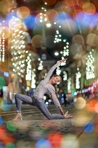 Woman road bokeh