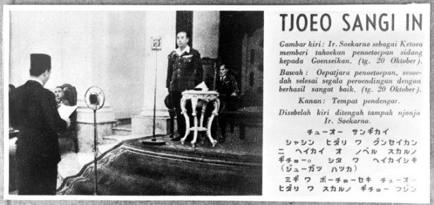Ir Soekarno spreekt tot de Japanse militaire bevelhebber van Java, Bestanddeelnr 935-3378
