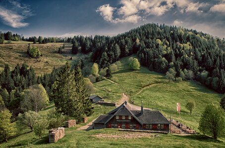 Mountains hut trees