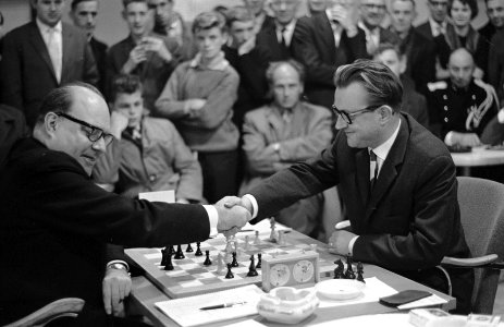Internationaal Schaaktoernooi in Zevenaar Henneberke-Bouwmeester, Stahlberg, He, Bestanddeelnr 913-1715