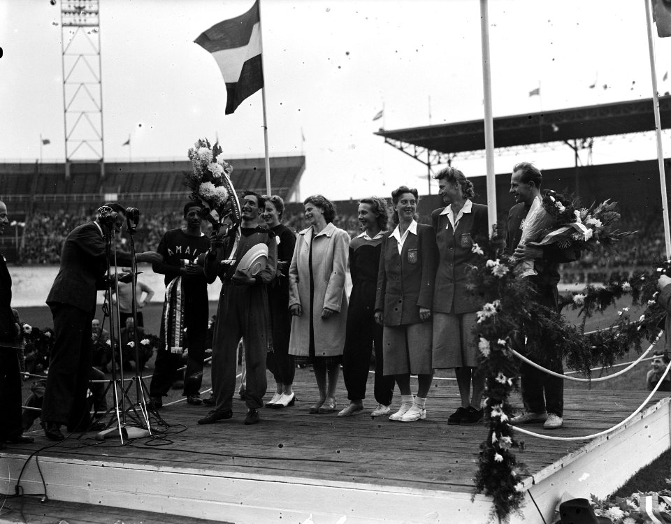 Internationale Athletiekwedstrijd op het Olympisch Stadio Miss Snickland en Fann, Bestanddeelnr 934-6917