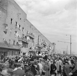Intocht van de Canadezen aan de Amstellaan (nu Vrijheidslaan genoemd), Bestanddeelnr 900-2942