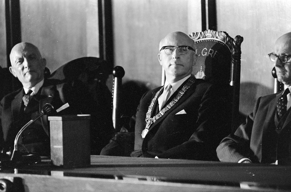 Installatie Dr. J. Samkalden als burgemeester Amsterdam Burgemeester Samkalden, Bestanddeelnr 920-6175
