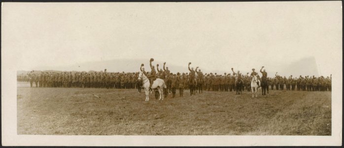 Inspection of the Guards by H.R.H. the Duke of Connaught. Three cheers for H.M. , Bestanddeelnr 158-1811