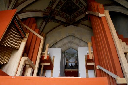 Inside the pipe organ at St Martin's Cathedral, Bratislava, Slovakia