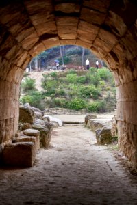 Inside the vaulted tunnel entrance to the Stadium of Nemea on October 31, 2019