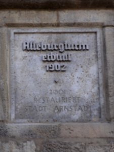 Inschrift am Alteburgturm in Arnstadt