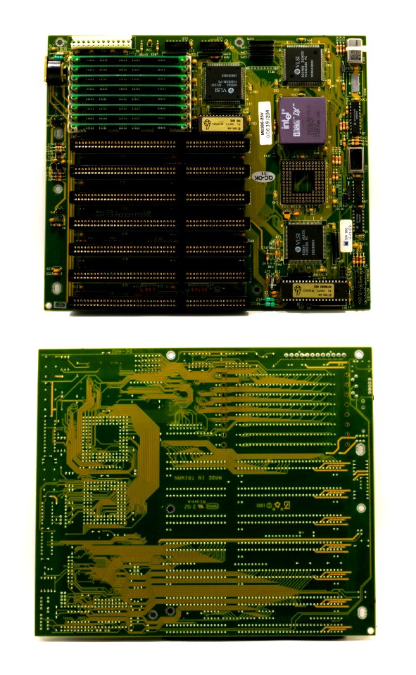 Intel i386DX-25 IV Motherboard Front-Back