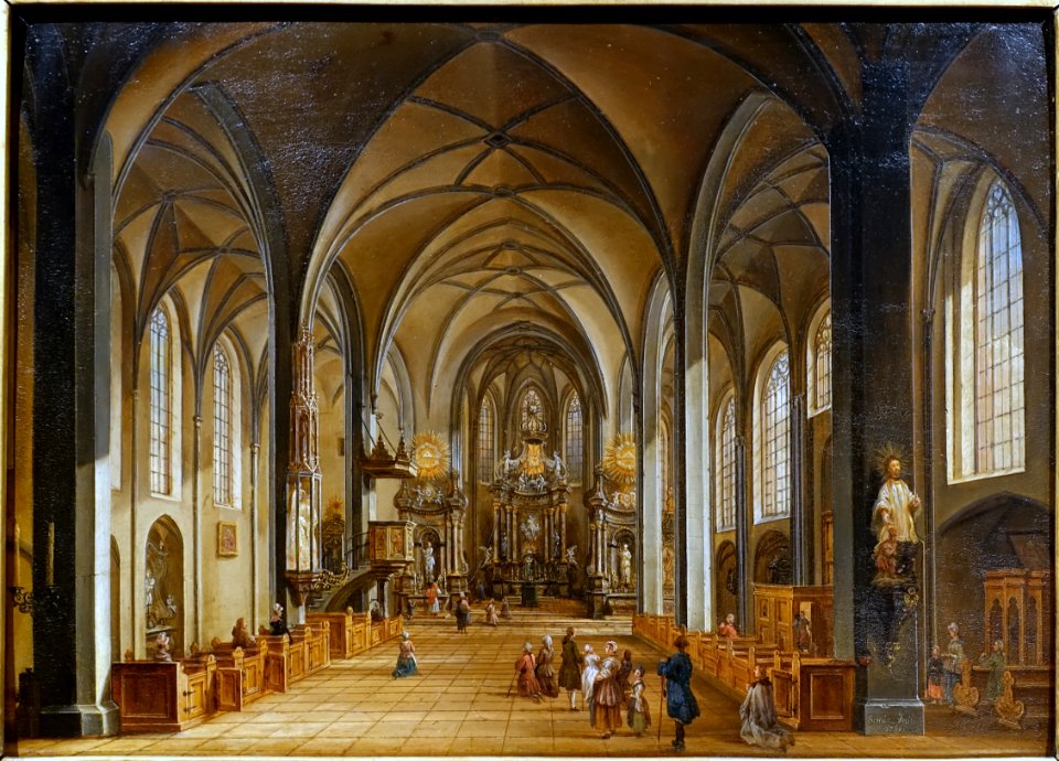 Interior of the Liebfrauenkirche in Frankfurt am Main, by Christian Georg Schutz the elder, Frankfurt am Main, 1769, oil on copper - Hessisches Landesmuseum Darmstadt - Darmstadt, Germany - DSC01189