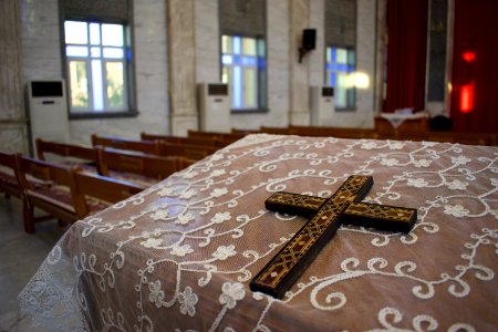 Interior view of the Church of Saint John the Baptist, an Assyrian Church of the East cathedral in Ankawa 02 photo