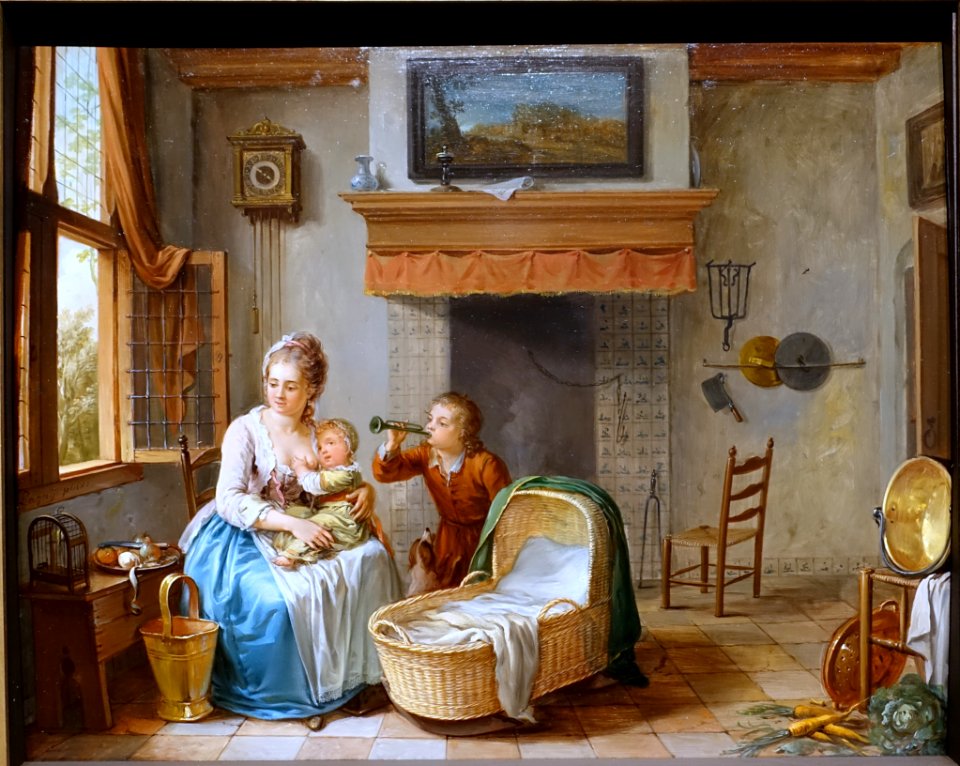 Interior scene, Willem Joseph Lacquy, 1700s, oil on wood - Villa Vauban - Luxembourg City - DSC06616