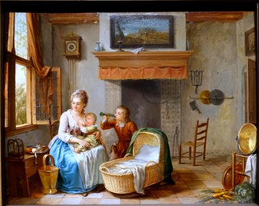 Interior scene, Willem Joseph Lacquy, 1700s, oil on wood - Villa Vauban - Luxembourg City - DSC06616