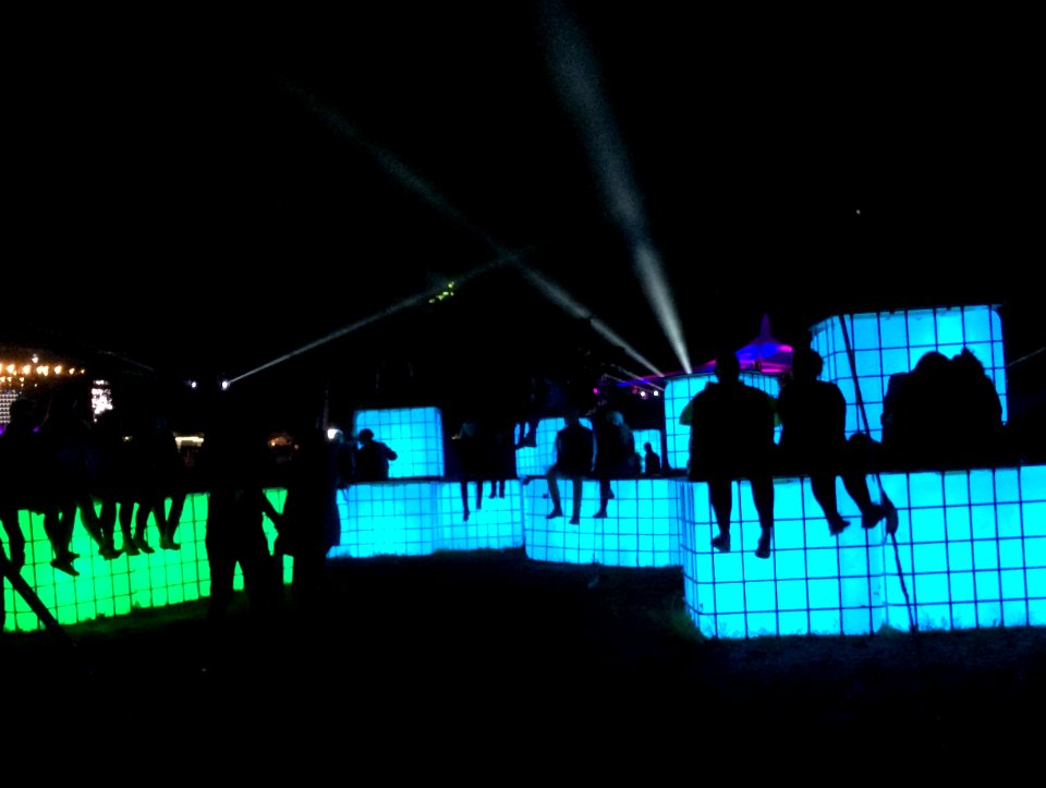 Interactive LED water tanks at Tinderbox Festival