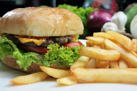 Cheeseburger french fries food