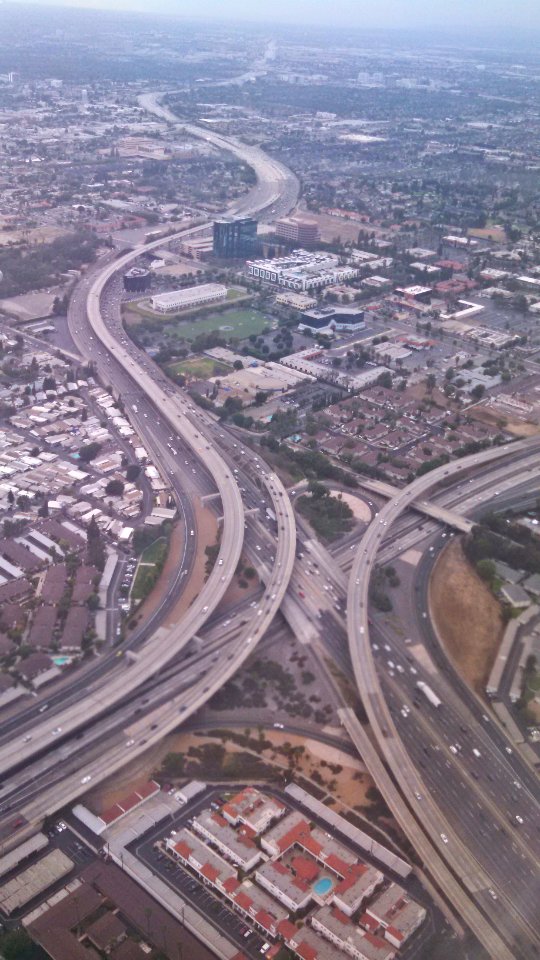 Interchange of Interstate 5 and California Route 55 from the air
