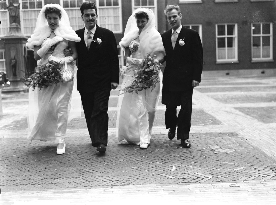Huwelijk tweeling en 2 broers stadhuis Amsterdam, Bestanddeelnr 906-9928