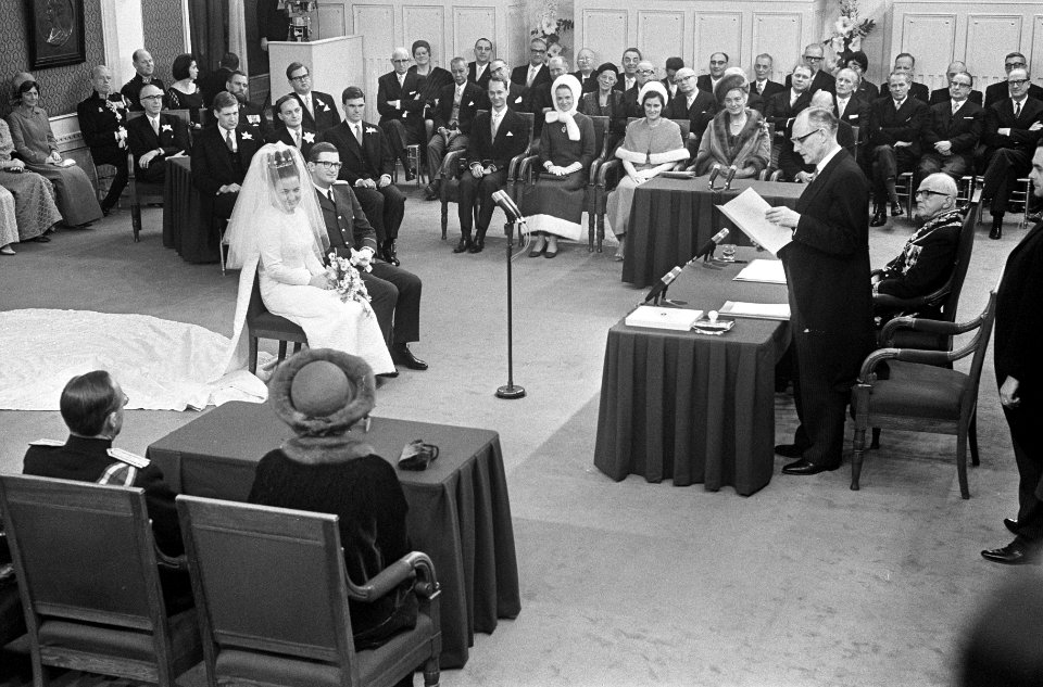 Huwelijk prinses Margriet en mr. Pieter van Vollenhoven Stadhuis, overzichten, Bestanddeelnr 919-9637