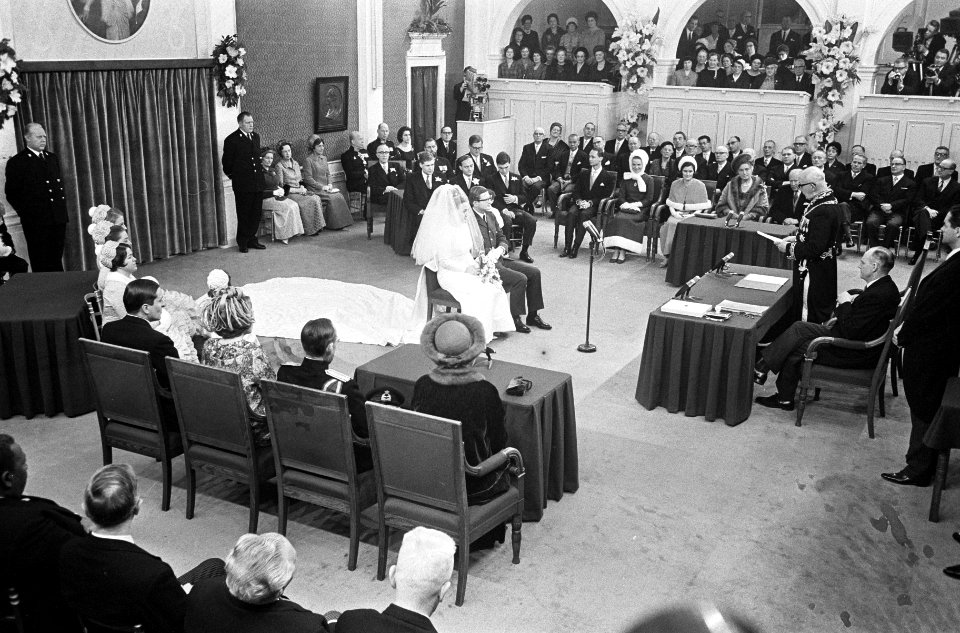Huwelijk prinses Margriet en mr. Pieter van Vollenhoven overzichten Stadhuis, Bestanddeelnr 919-9632