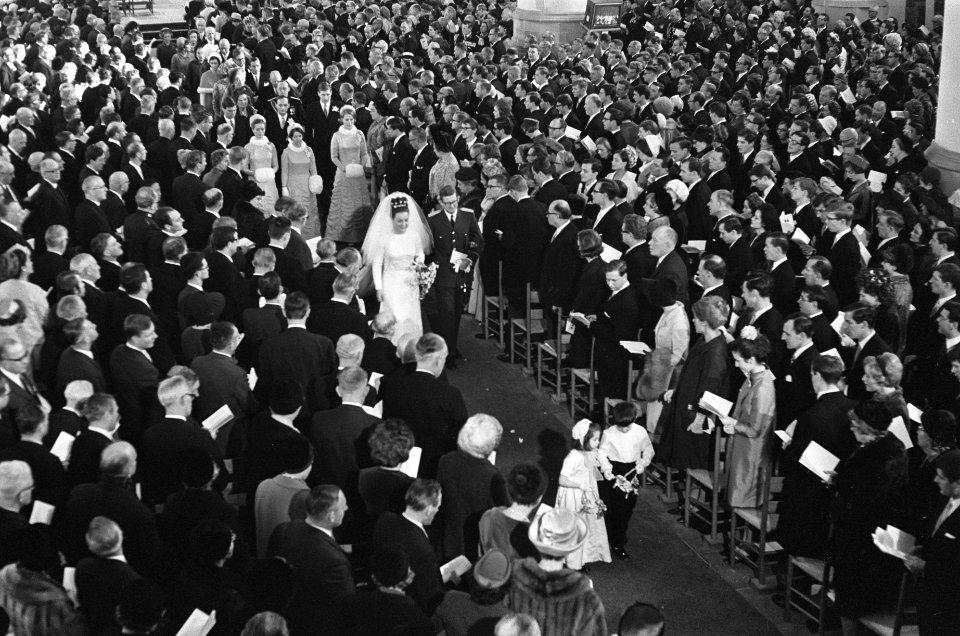 Huwelijk prinses Margriet en mr. Pieter van Vollenhoven huwelijksplechtigheid in, Bestanddeelnr 919-9714