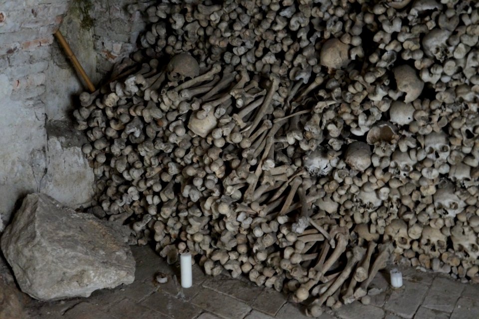 Human bones in St James Ossuary, Bratislava, Slovakia