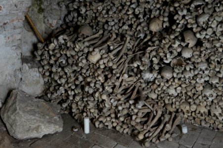 Human bones in St James Ossuary, Bratislava, Slovakia