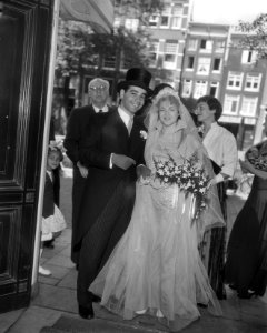 Huwelijk Jordan Mathon (Miami) en mejuffrouw D. van de Roer (Holland), Amsterdam, Bestanddeelnr 906-6256