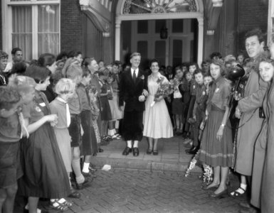 Huwelijk A. J. C. Leider (jeugd) met mejuffrouw Smit Amsterdam, Bestanddeelnr 906-6267